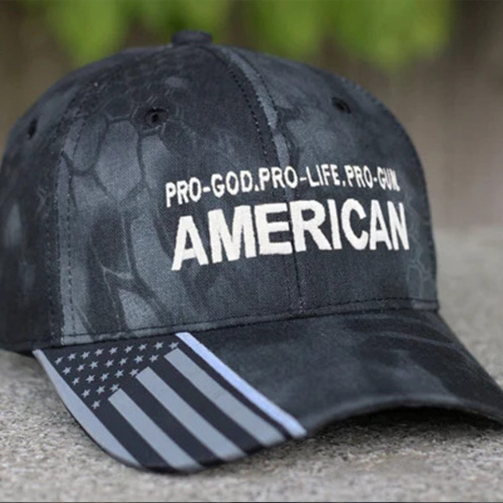 Pro God Pro Life Pro Gun American Embroidered Camo Hat Mens Patriotic Hat Gun Lovers Gifts