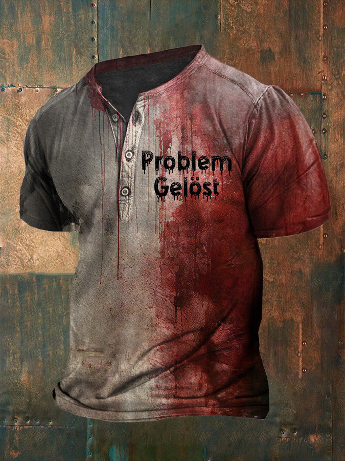 Problem Solved Henley Shirt Horror Scary Bloody Apparel Halloween Gifts For Friends Problem Solved Henley Shirt Horror Scary Bloody Apparel Halloween Gifts For Friends