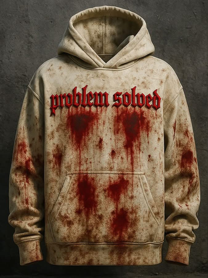 Problem Solved Hoodie Horror Scary Bloody Apparel Halloween Gifts