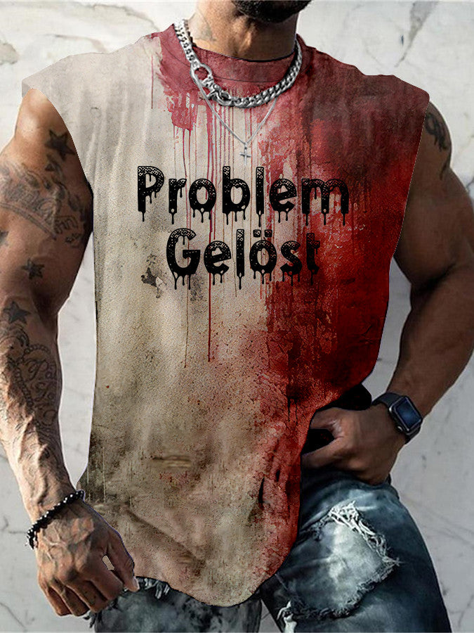 Problem Solved Tank Top For Men's Horror Scary Bloody Clothes Halloween Gifts Problem Solved Tank Top For Men's Horror Scary Bloody Clothes Halloween Gifts