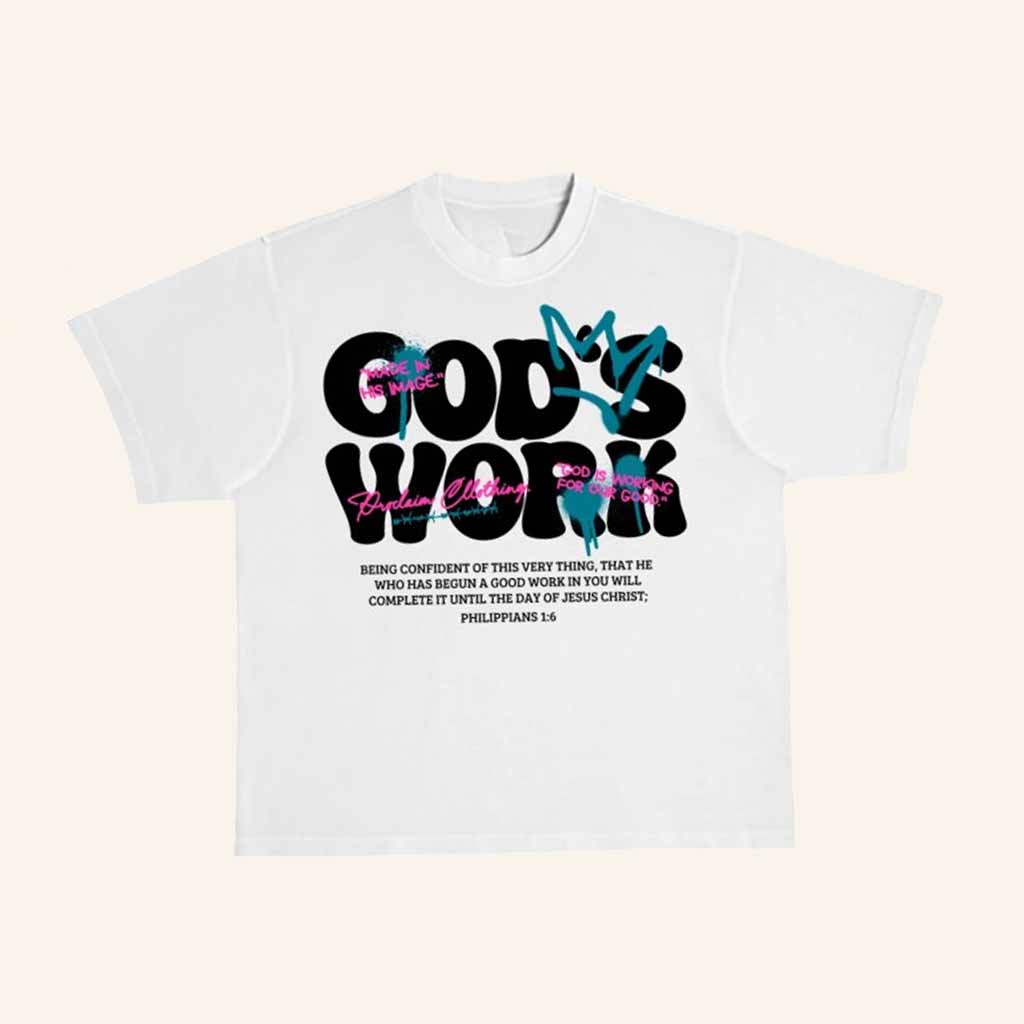Proclaim Merch Gods Work Urban T-Shirt Christmas Presents For Christians Proclaim Merch Gods Work Urban T-Shirt Christmas Presents For Christians