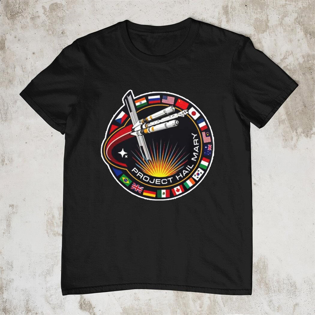 Project Hail Mary Mission Patch T-Shirt Spaceship Nation Flags Fan Gear Best Gift For Sci Fi Fans