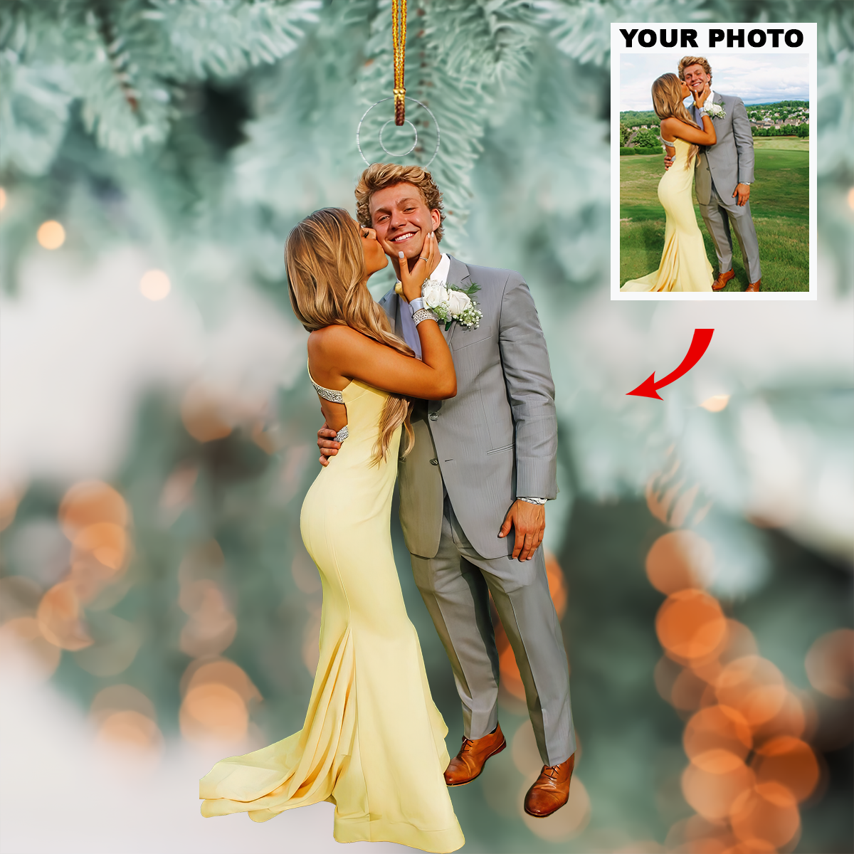 Prom Couple Ornament Personalized Custom Photo Mica Ornament Christmas Gift For Couple