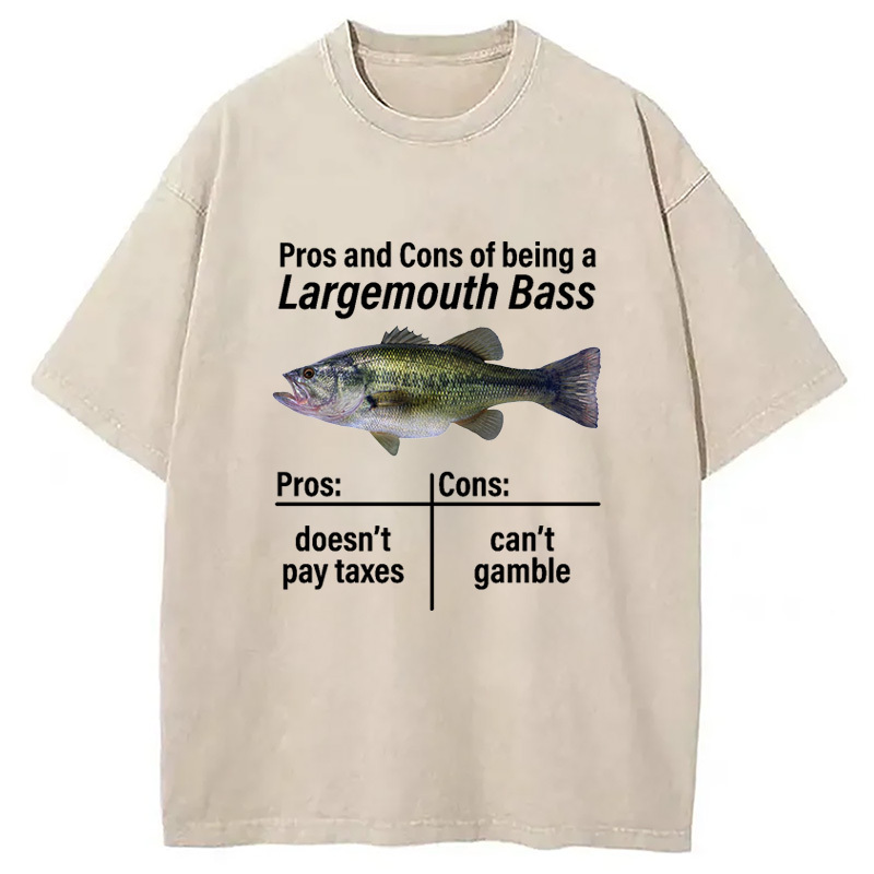 Pros And Cons Fish Washed T-Shirt Retro Streetwear Graphic Top Gifts For Best Friend