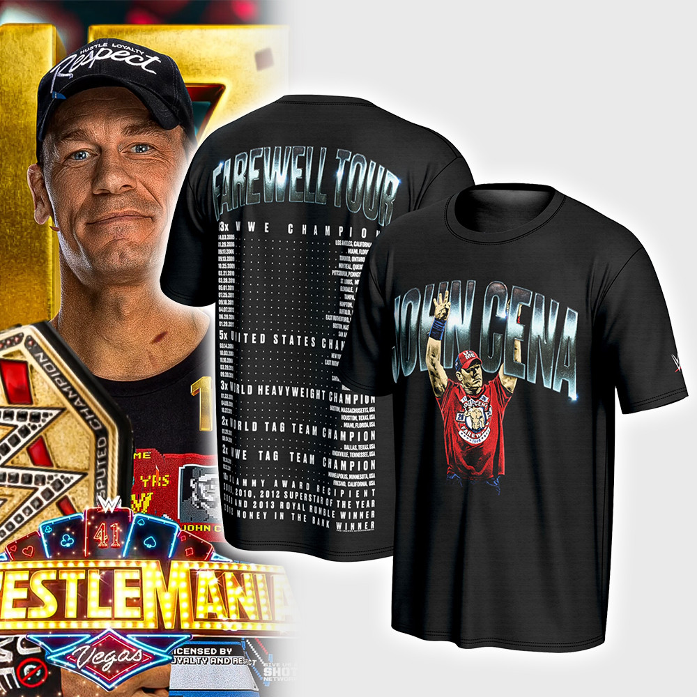 ProSphere Black John Cena Farewell Tour T-Shirt John Cena Wrestlemania Shirt