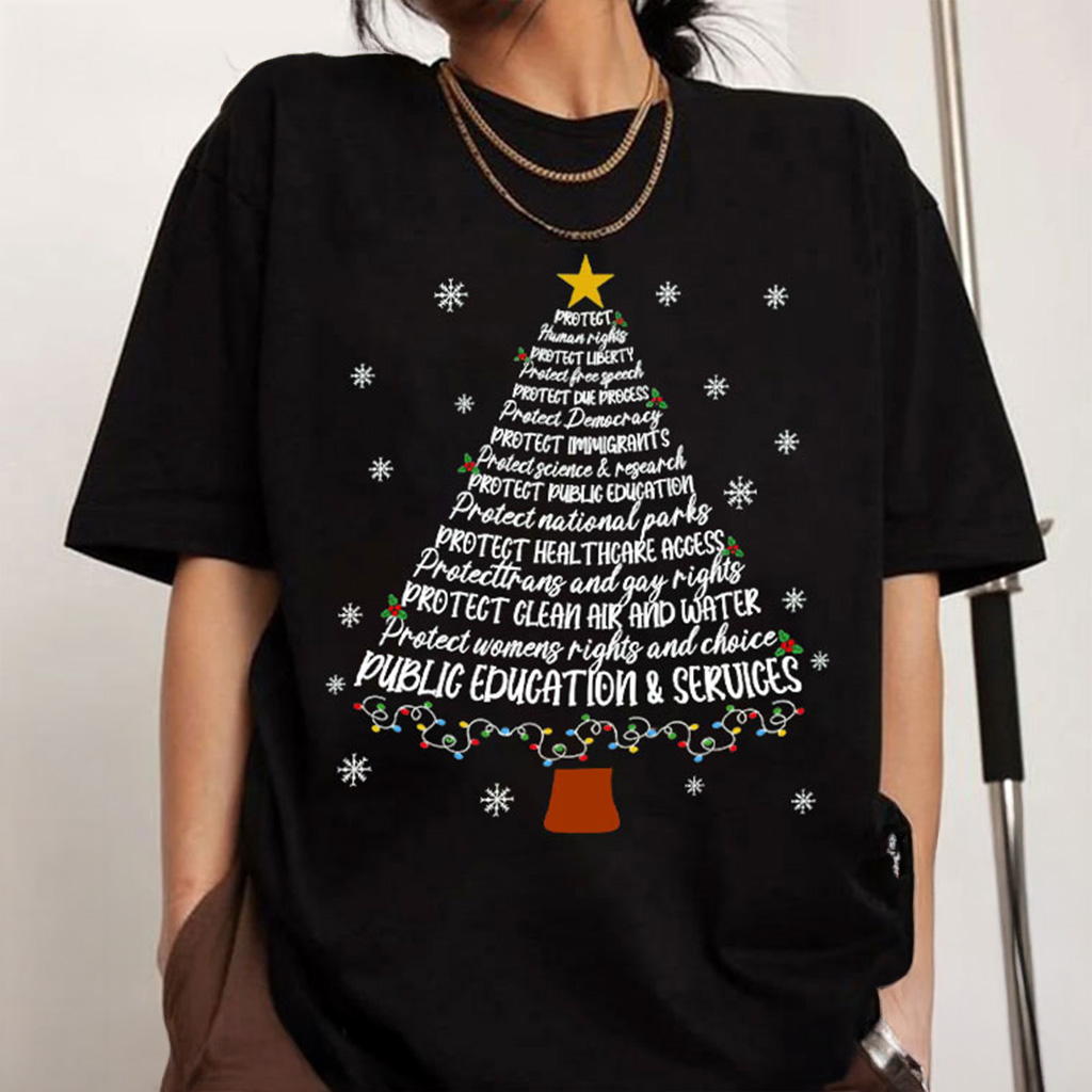Protect Democracy Christmas Tree Anti Trump T-Shirt FDT Shirt Xmas Gifts For Husband Protect Democracy Christmas Tree Anti Trump T-Shirt FDT Shirt Xmas Gifts For Husband