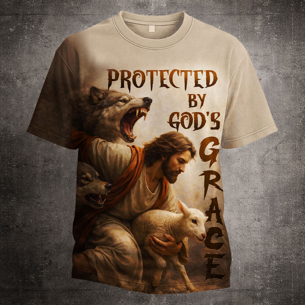 Protected By God's Grace T-Shirt Faith Based Clothes Christian Gift Ideas