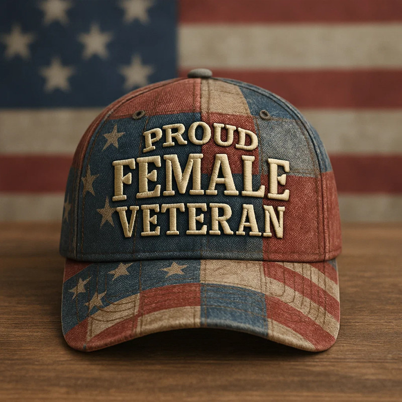 Proud Female Veteran Hat American Flag Baseball Cap Patriotic Gifts For Women