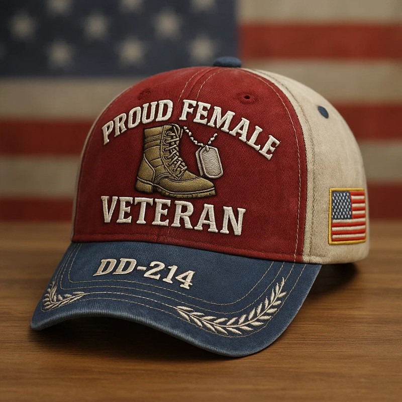 Proud Female Veteran Hat DD 214 Alumni Baseball Cap American Flag Gifts For Mom
