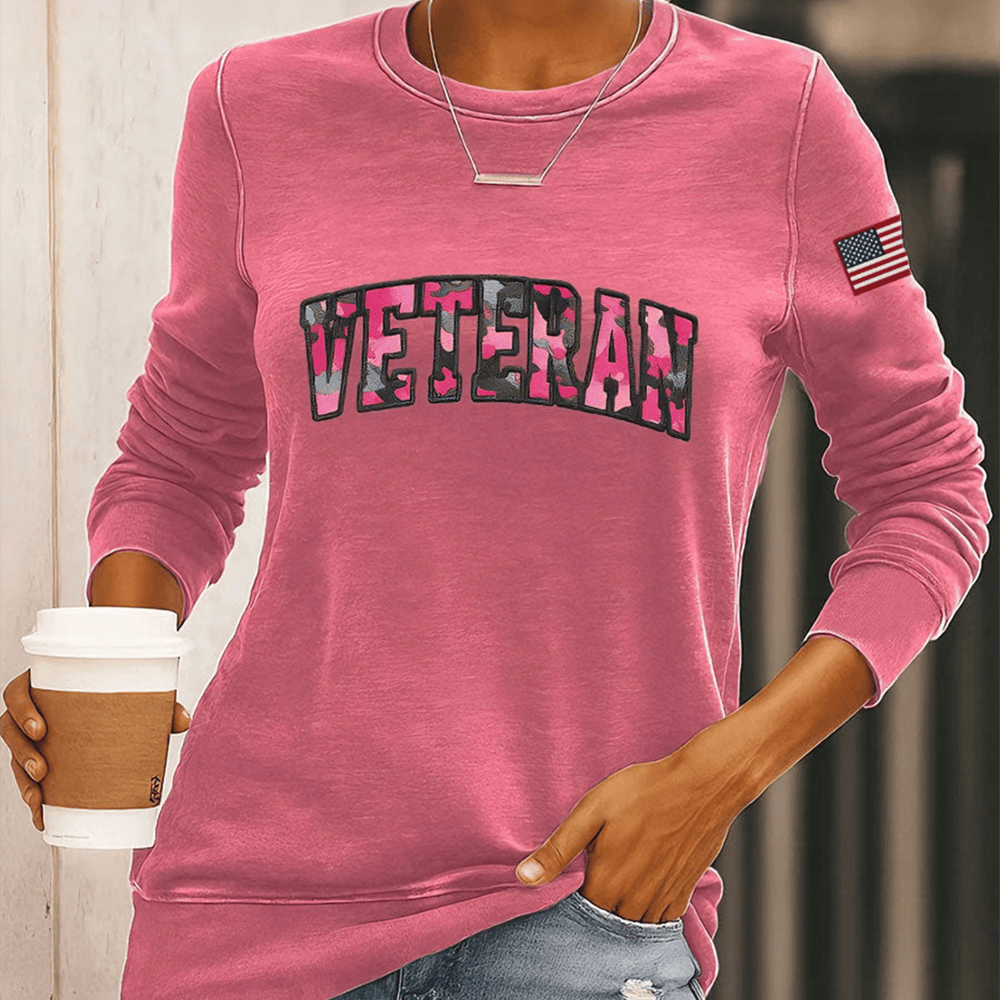 Proud Female Veteran Sweatshirt American Flag Logo Sweatshirt Female Veteran Gift Ideas