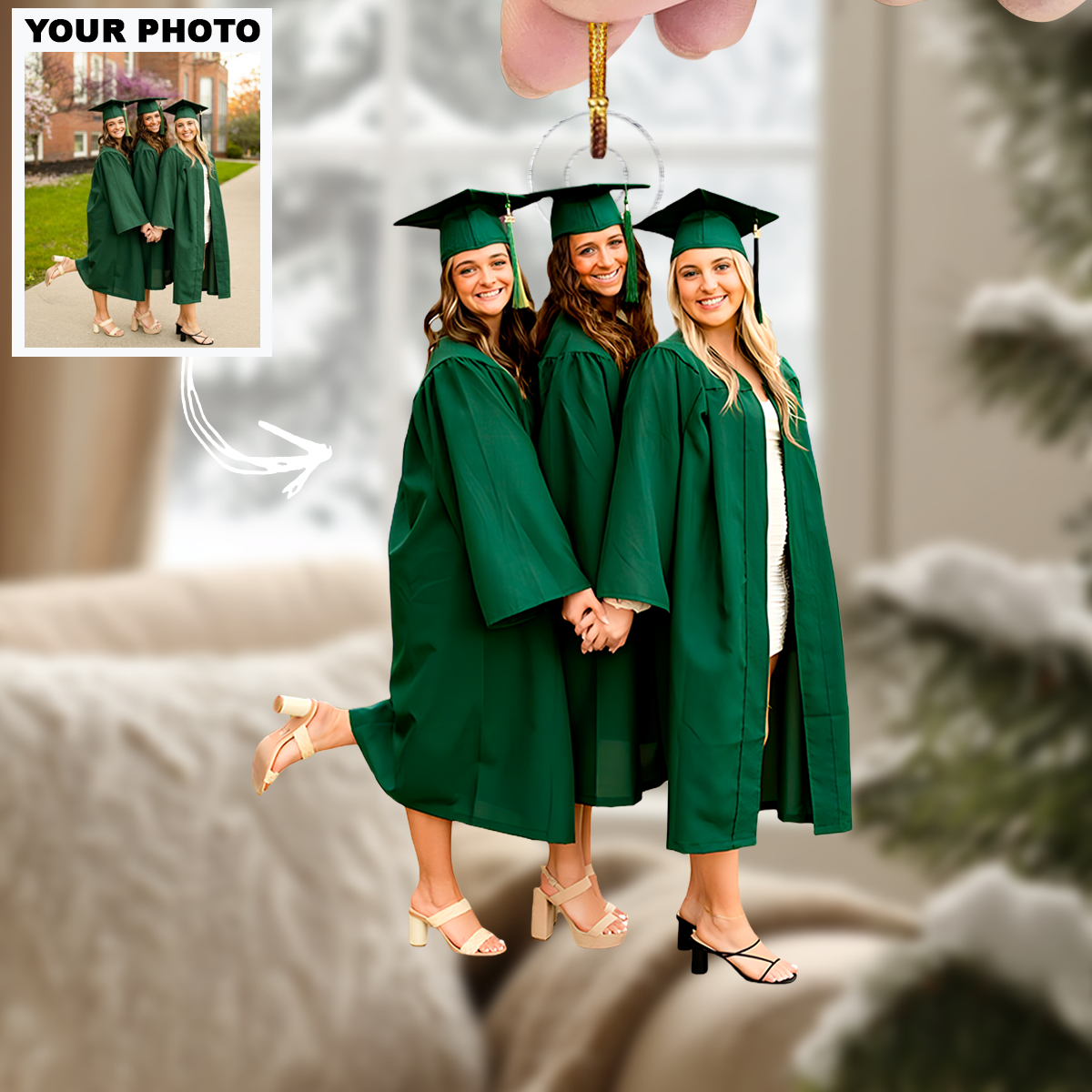 Proud Graduate Personalized Photo Mica Ornament Christmas Gift For Family Members Friends