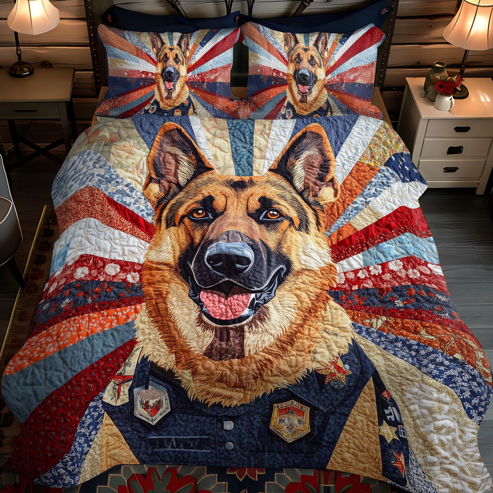 Proud Patriot Pup Quilted Bedding Set Premium Comforter Set for Restful Nights