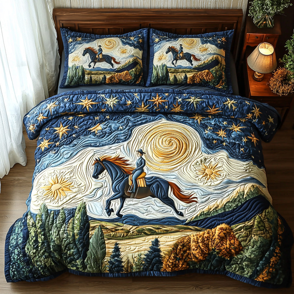 Proud Rider Quilted Bedding Set Best Bed Sheet Set Retirement Gifts For Horse Lovers