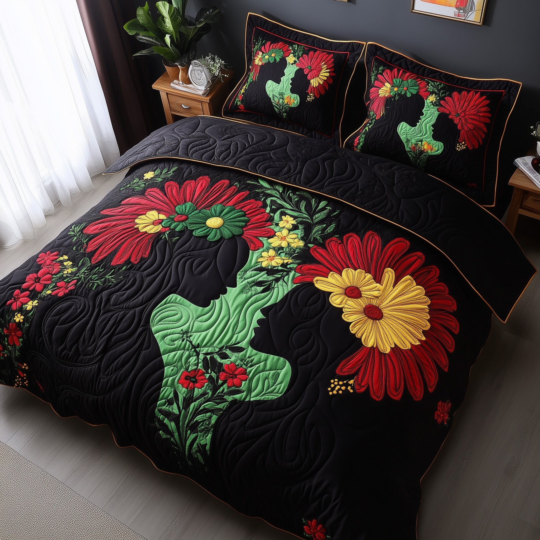Proud Roots Quilted Bedding Set Duvet Cover Merchandise African American Heritage Month Gifts