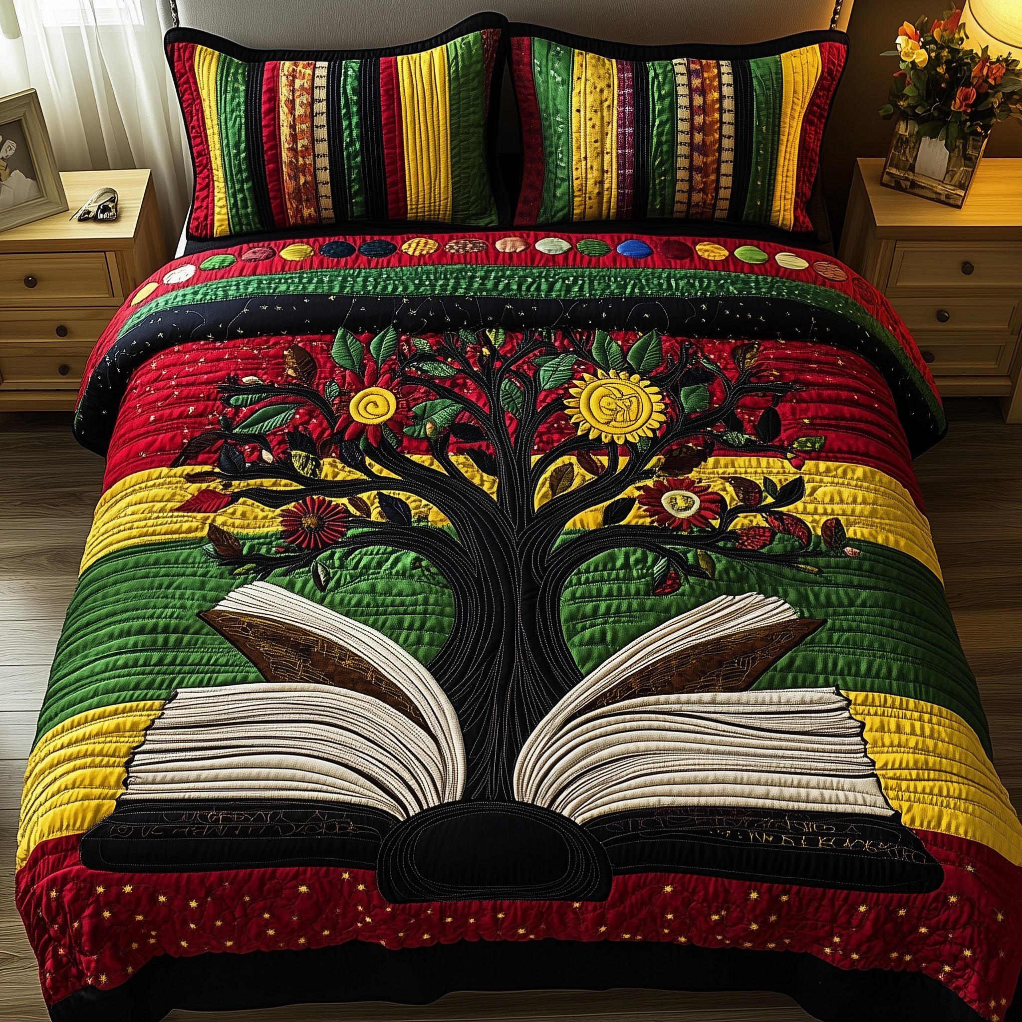 Proud Roots Quilted Bedding Set Duvet Cover Merchandise Black Women Melanin Gifts