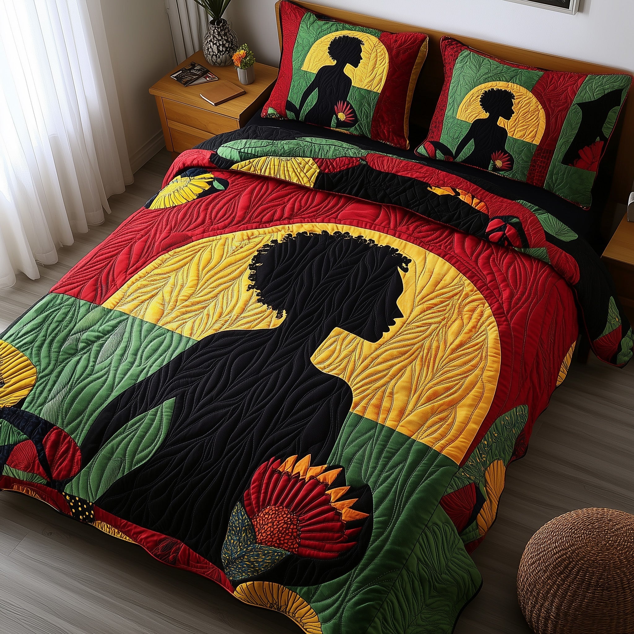 Proud Roots Quilted Bedding Set Duvet Cover Merchandise Gifts For Black History Month