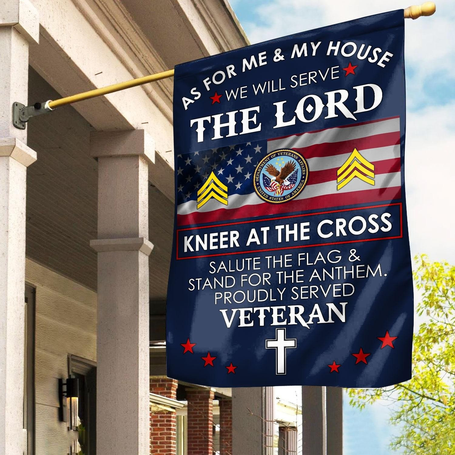 Proud Served Veteran Flag As For Me And My House We Will Serve The Lord Flag