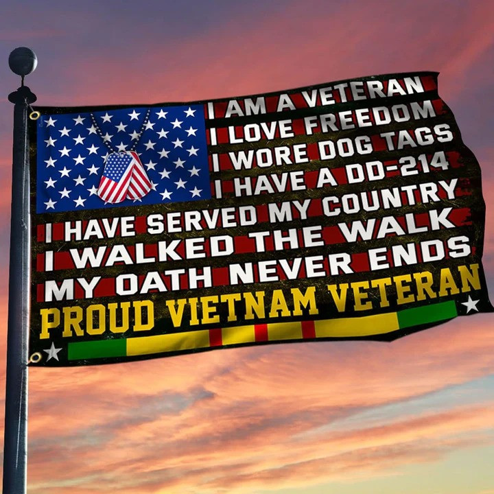 Proud Vietnam Veteran Service Ribbon Flag Vietnam War Veteran Flag Support Gift