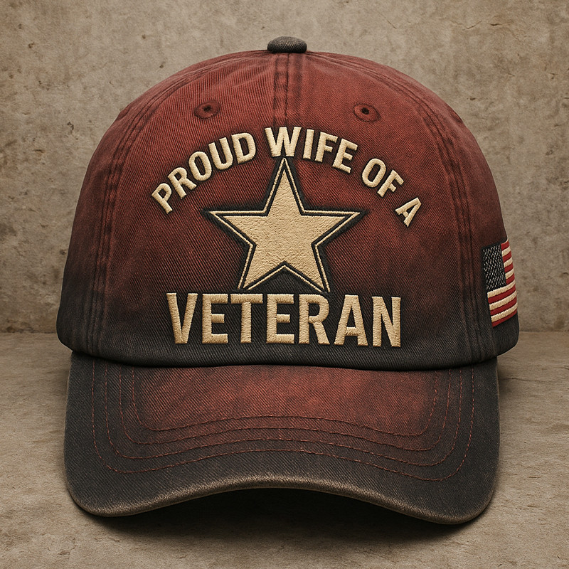 Proud Wife Of A Veteran Hat American Flag Baseball Cap Patriotic Veteran Mom Gifts