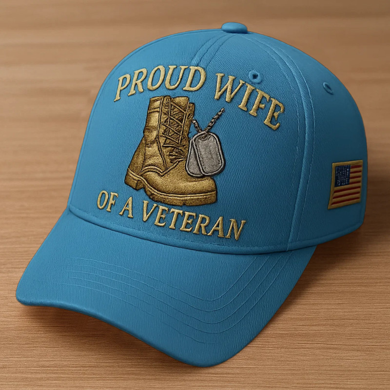 Proud Wife Of A Veteran Hat Veteran Boots Pattern American Flag Cap Gifts For Men