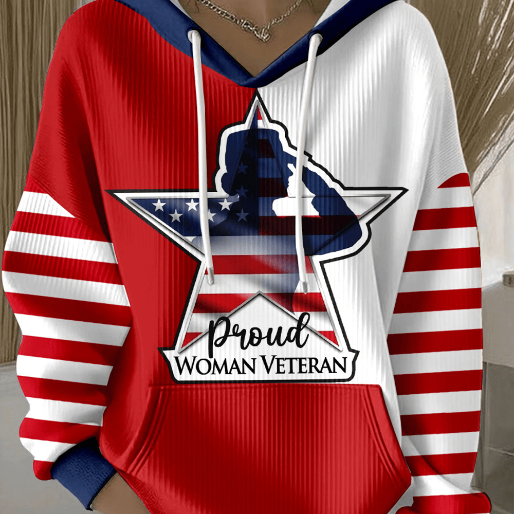 Proud Woman Veteran Hoodie Proud Veteran Apparel Patriotic Gift For Wife