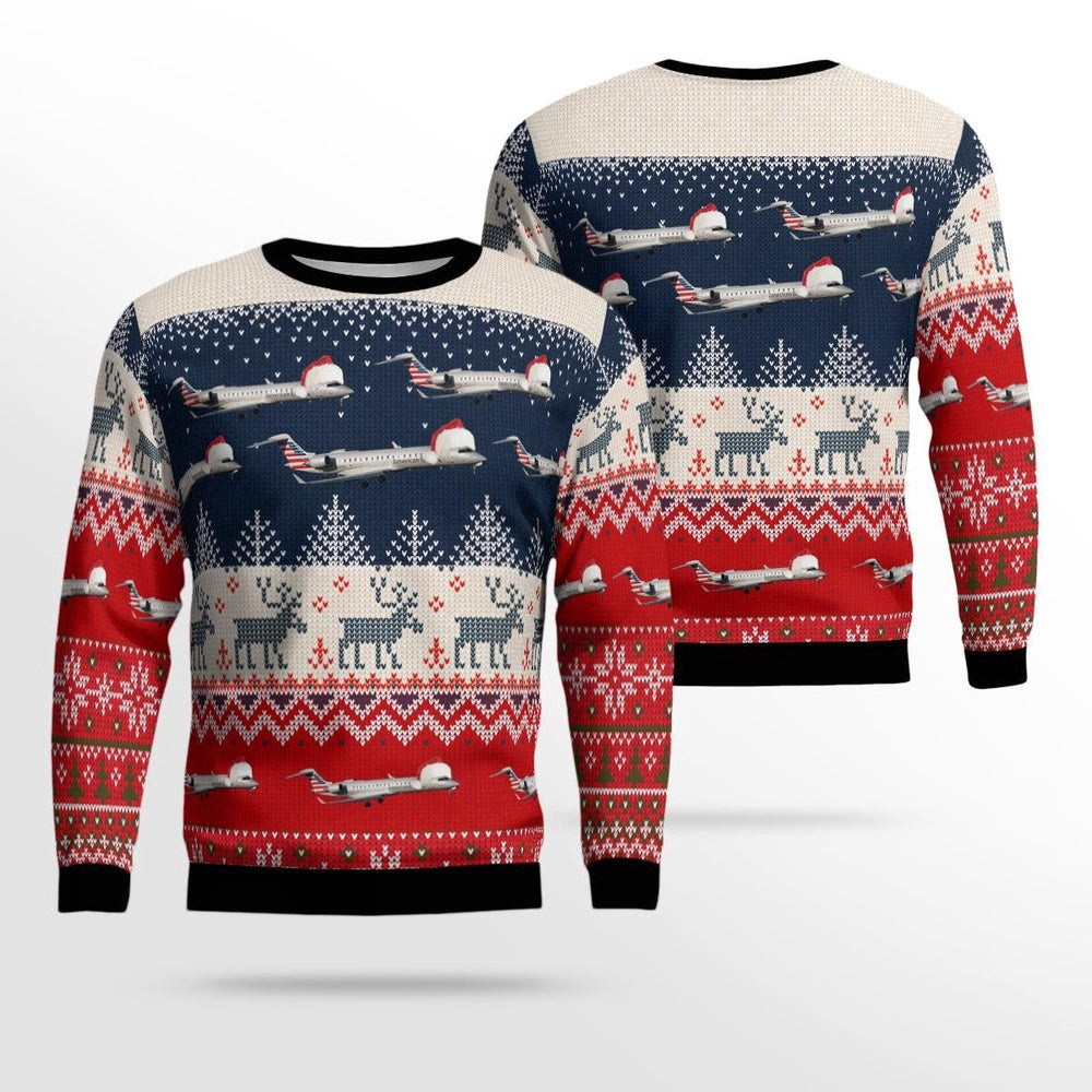 PSA Airlines Bombardier CRJ700 Christmas AOP Ugly Sweater Unisex Christmas Gift