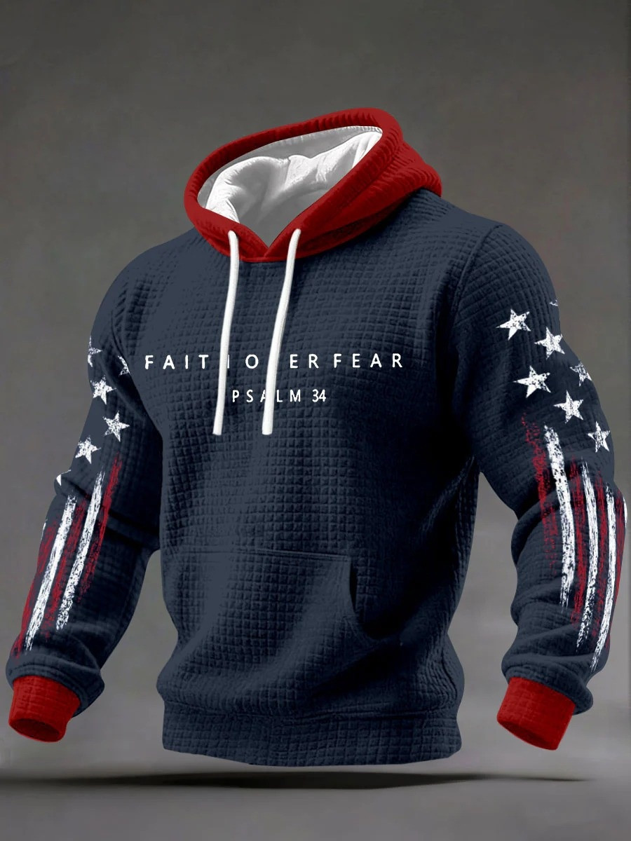 Psalm 34 Faith Over Fear Hoodie Men Christian Patriot Apparel Gift For Believers