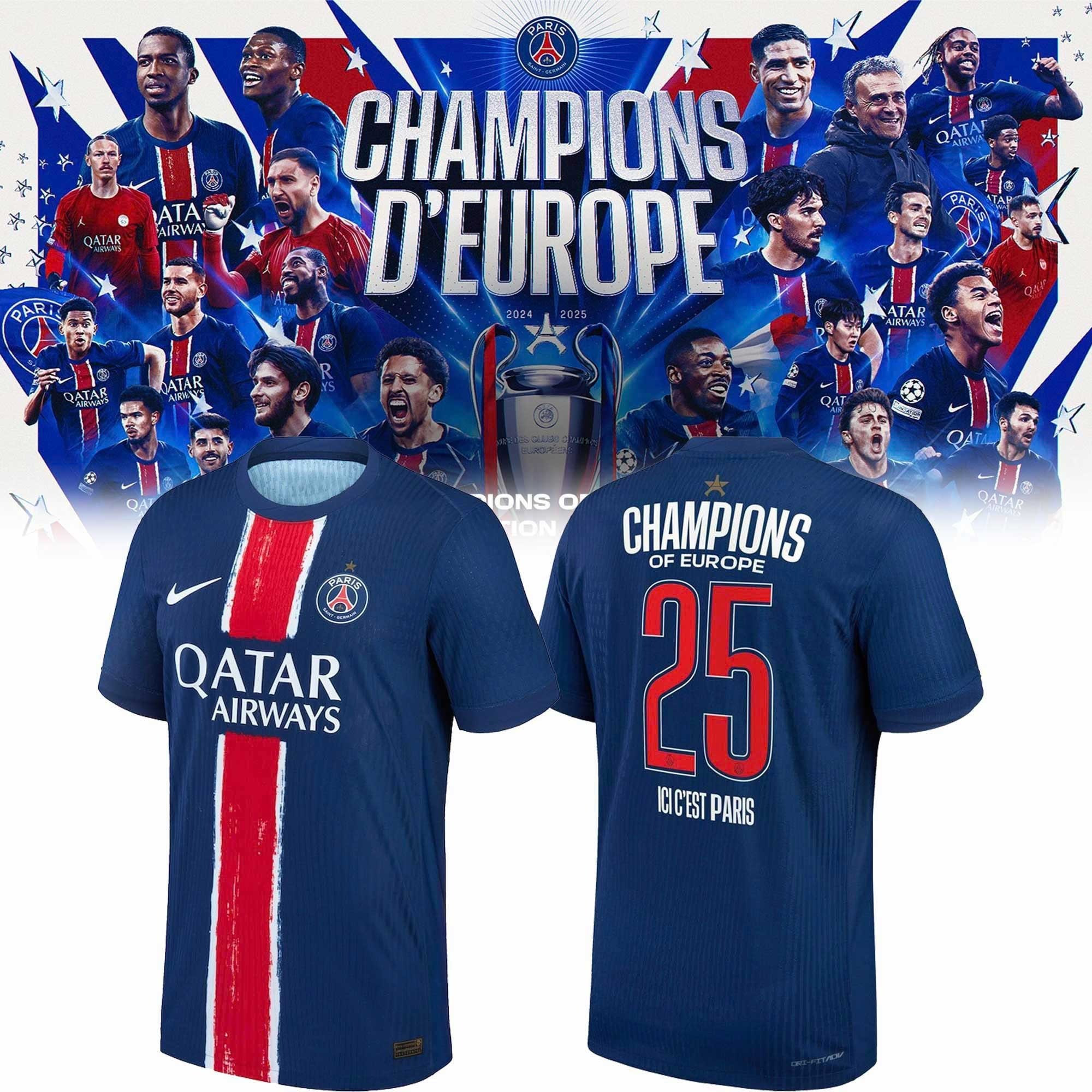 PSG ADV Home Match Shirt 2025 Champions Of Europe T-Shirt Perfect Sport Merch For Soccer Fans
