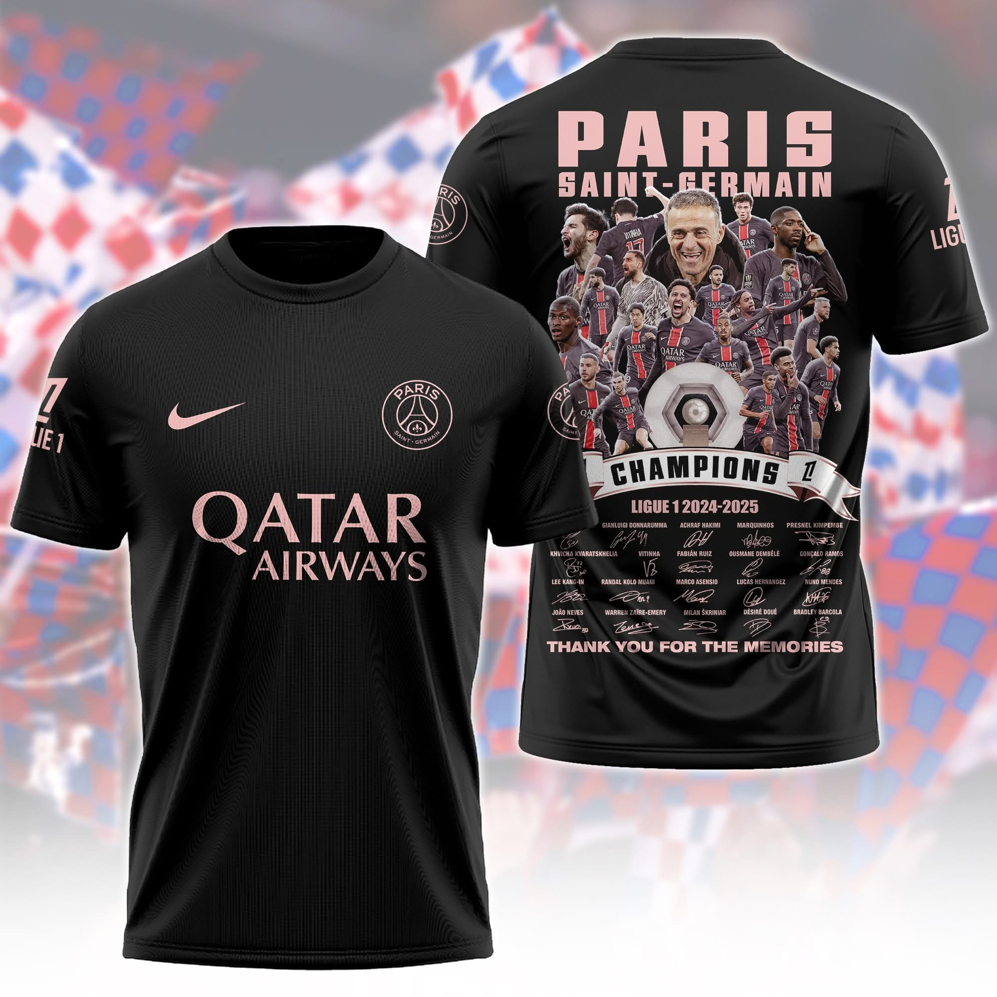PSG Champions Ligue 1 2024 25 Shirt Thank You For Memories Paris Saint-Germain FC Gifts