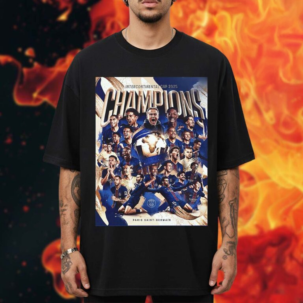PSG Crowned Champions Of FIFA Intercontinental Cup 2025 T-Shirt Fan Merch Gifts For Dad