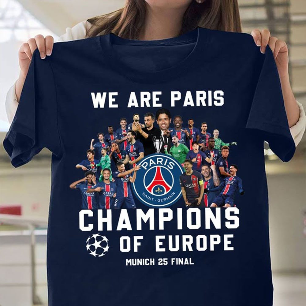 PSG We Are Champions Of Europe T-shirt Unique Presents For Football Lovers