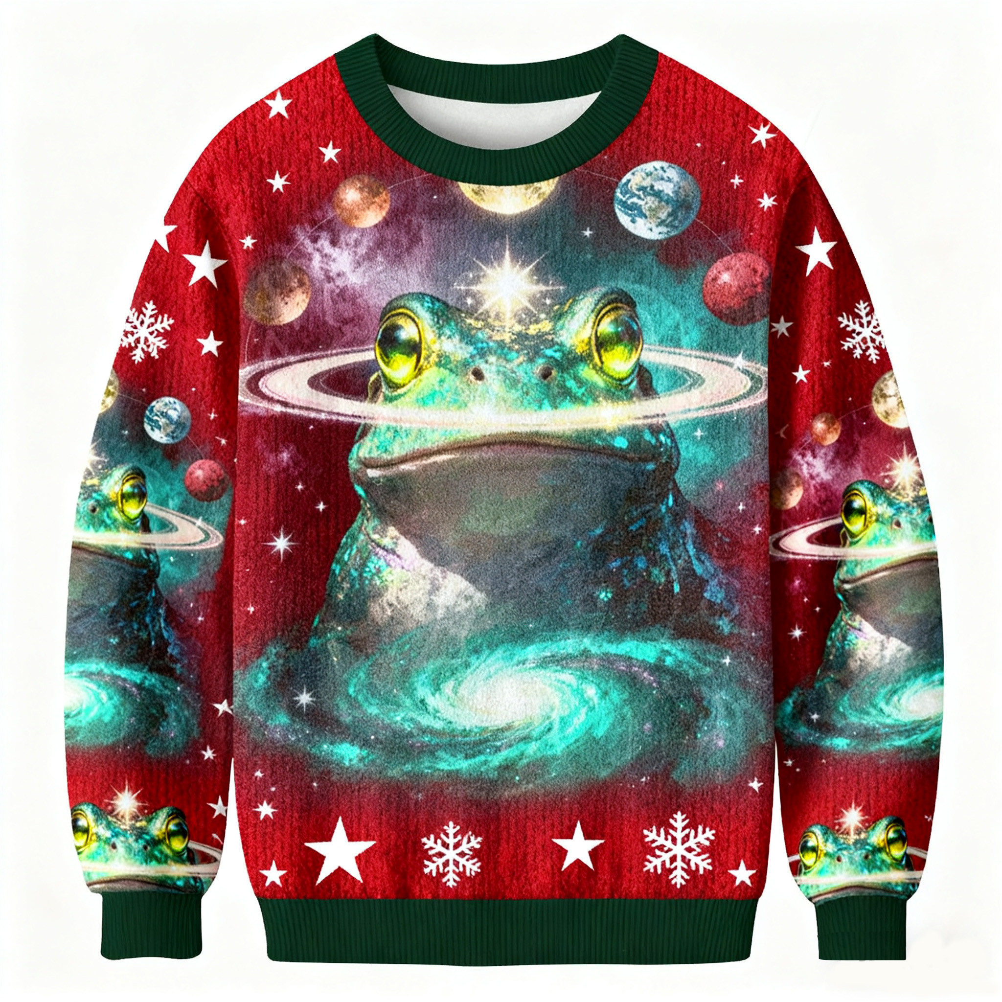 Psychedelic Cosmic Frog Christmas Ugly Sweater Xmas Clothing Frog Lover Christmas Gifts