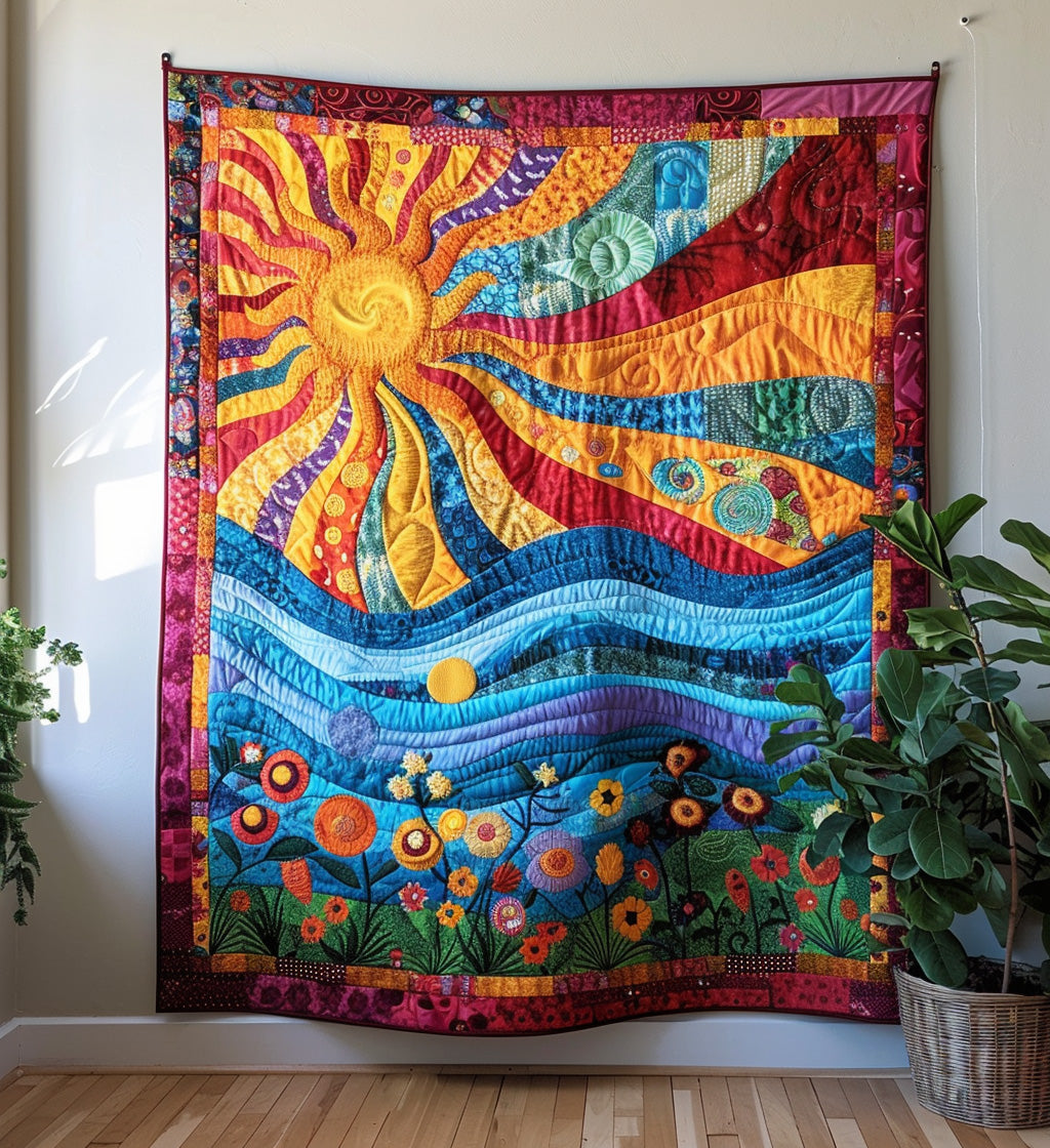 Psychedelic Harmony Quilted Blanket Cute Blankets For Her