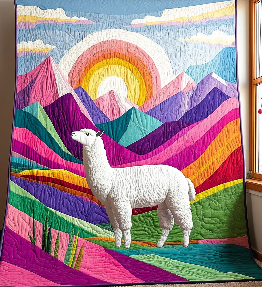 Psychedelic Llama Quilted Blanket Llama Gifts For Her
