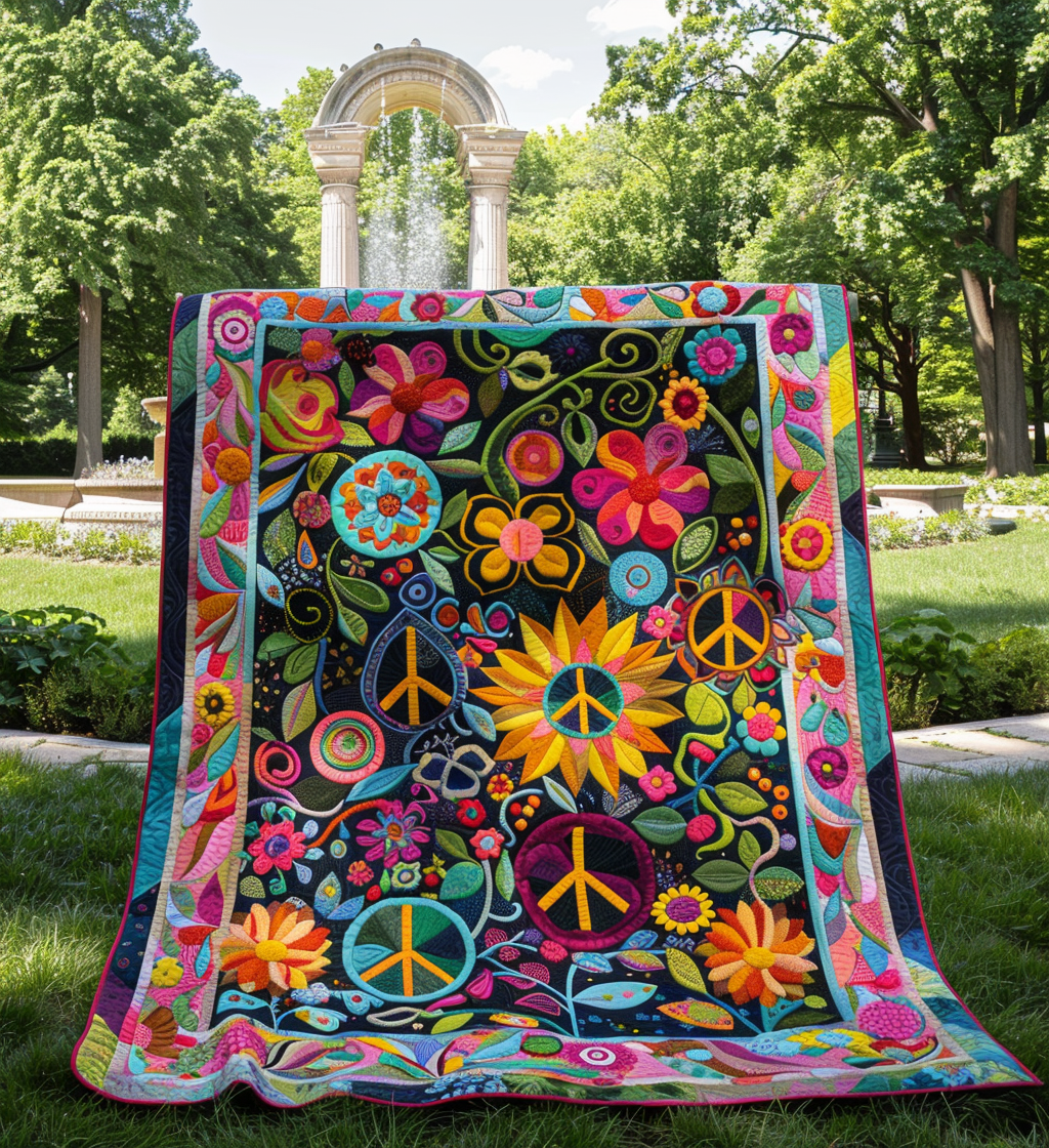Psychedelic Peace Quilted Blanket Christmas Gifts For Parents