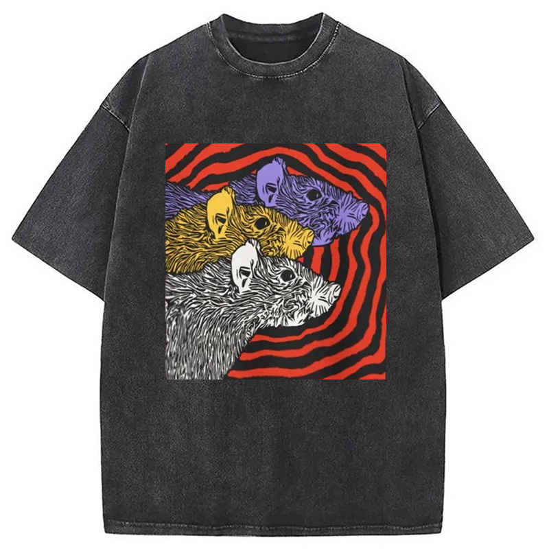 Psychedelic Rat Washed T-Shirt Cool Urban Street Style Shirt Gifts For Brother