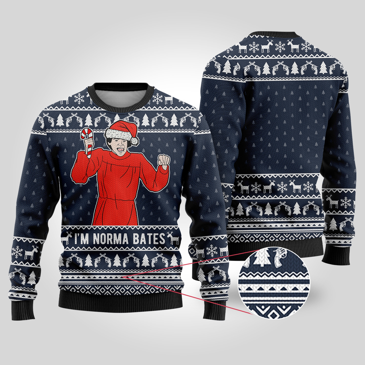 Psycho Ugly Christmas Sweater Navy Soft Cotton Sweatshirt for Winter Comfort