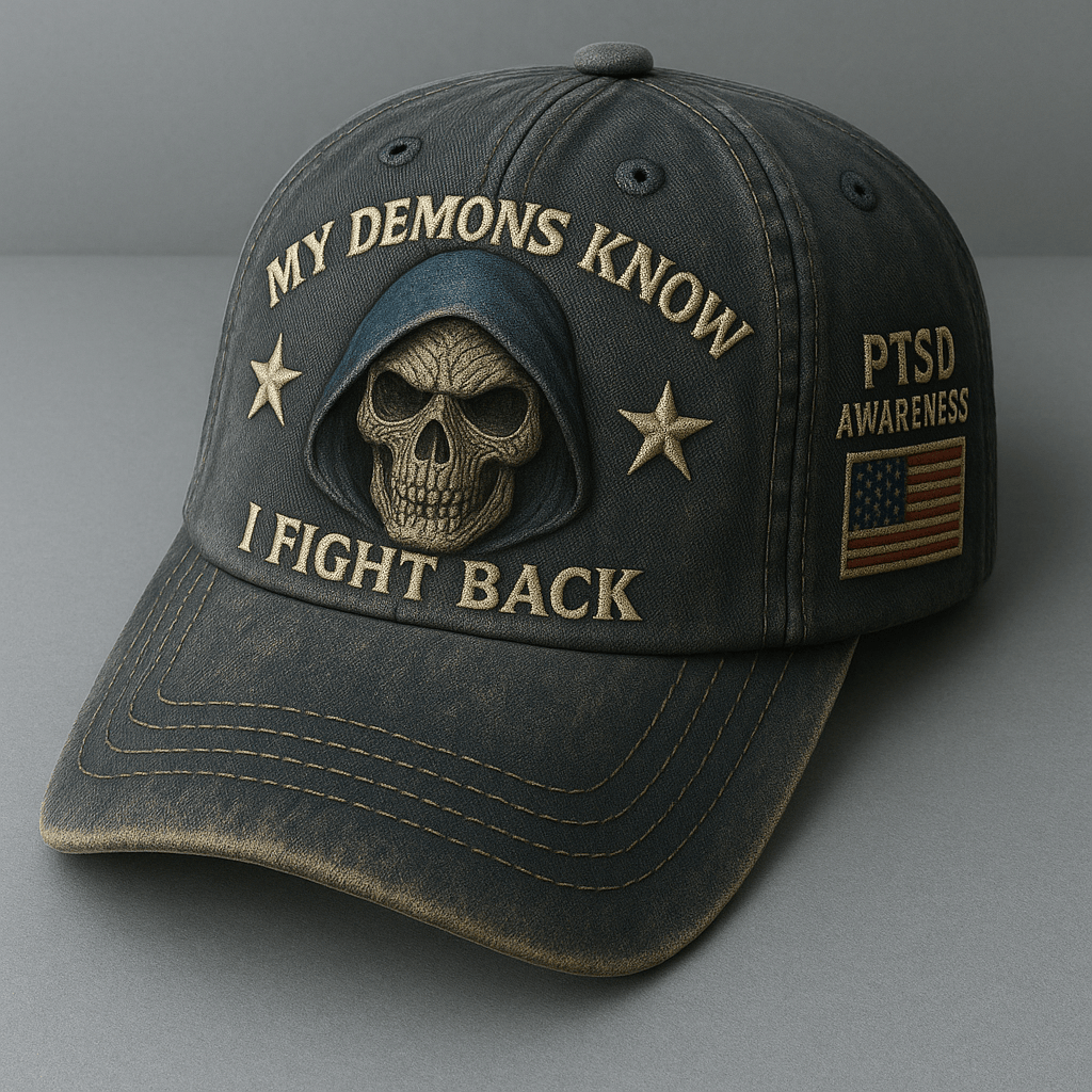 PTSD Awareness Skull My Demons Know I Fight Back Hat PTSD Awareness Hat Dad Gifts PTSD Awareness Skull My Demons Know I Fight Back Hat PTSD Awareness Hat Dad Gifts