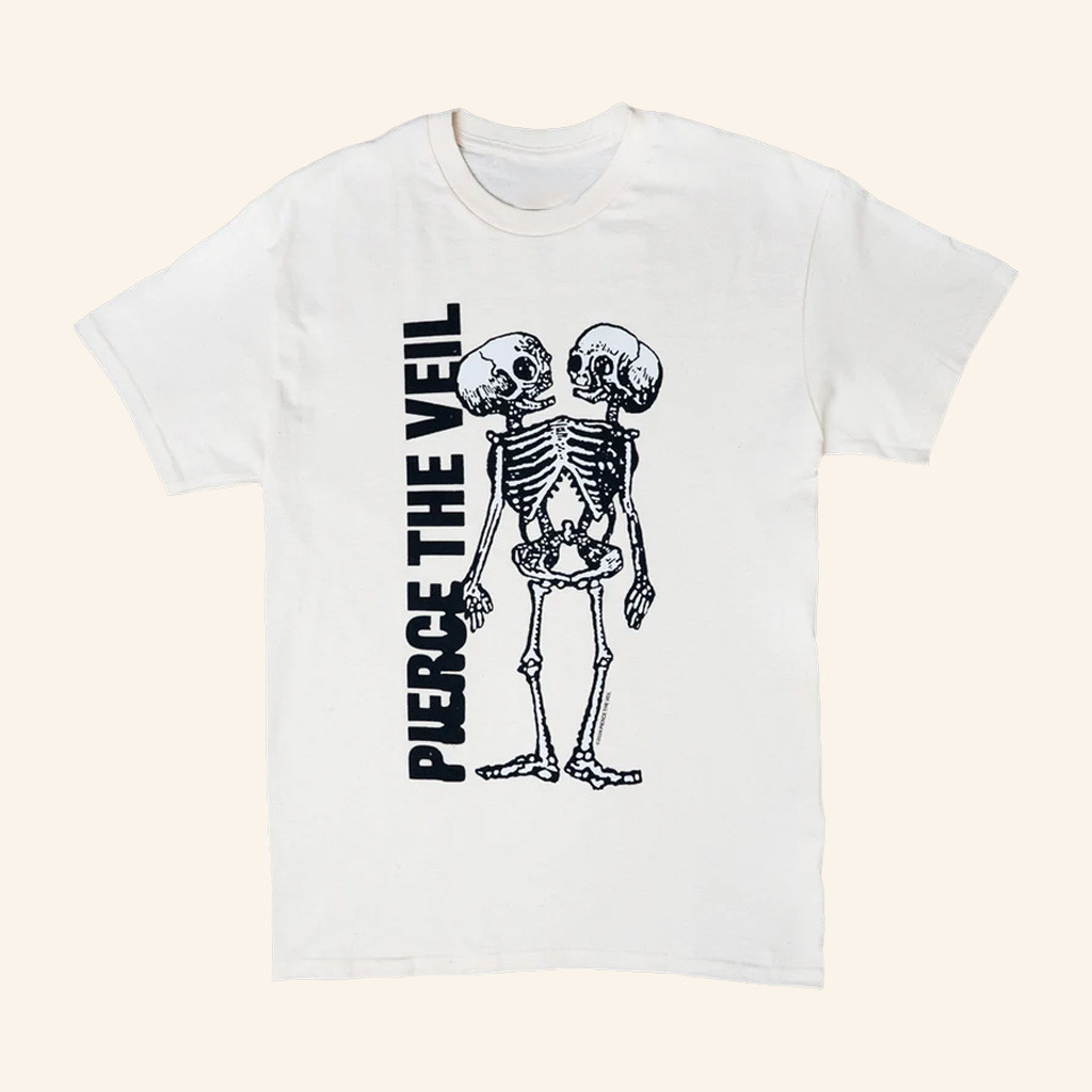 PTV Merch Tan Conjoined Skeleton T-Shirt Pierce The Devil Shirt Gift For Rock Fans
