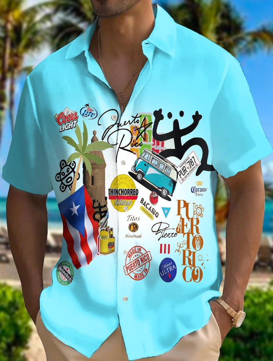 Puerto Rican Hawaiian Shirt Mens Puerto Rico Flag Bad Bunny Merch Aloha Shirt Apparel