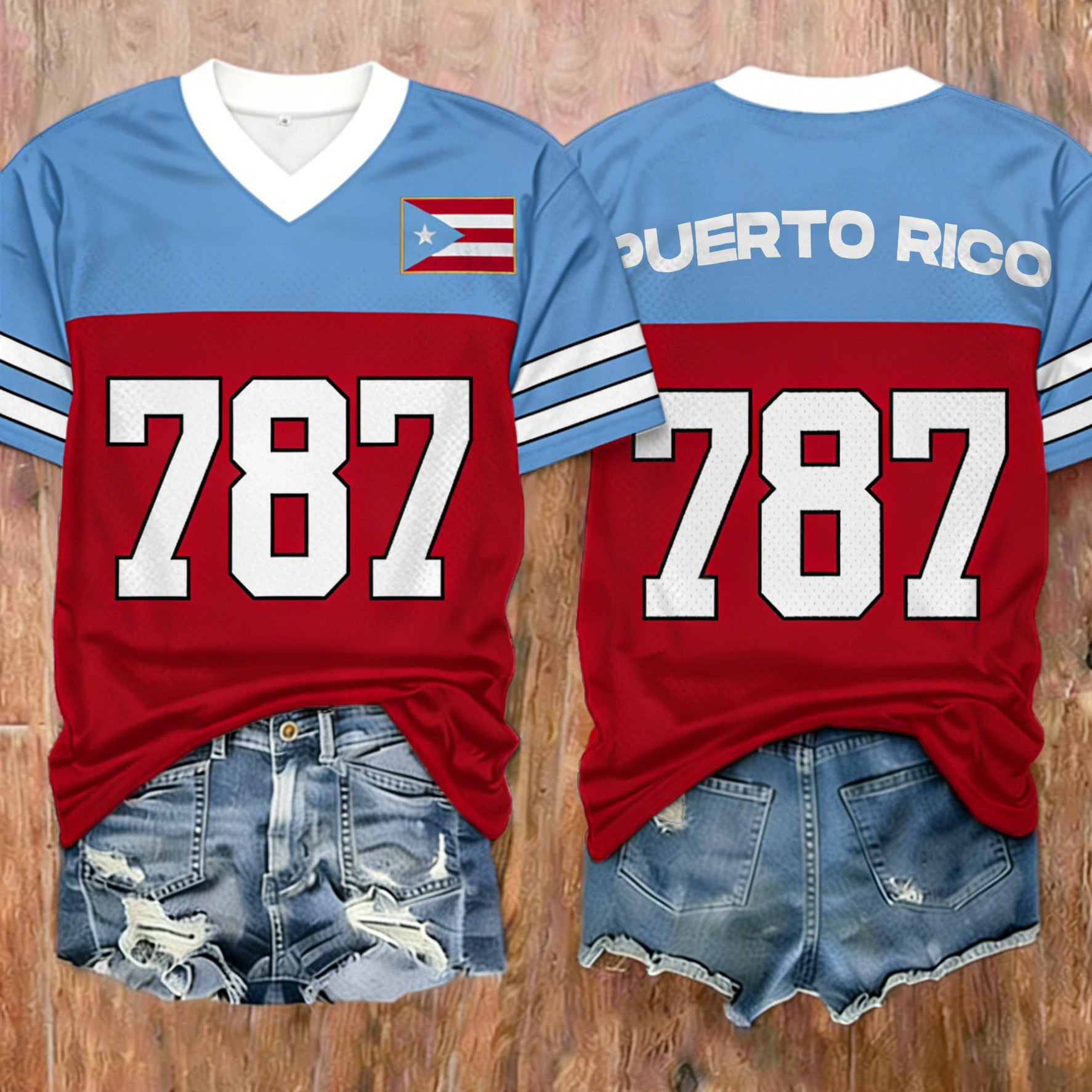 Puerto Rico 787 Baseball V-Neck Shirt Puerto Rico Pride Clothes Baseball Lover Present