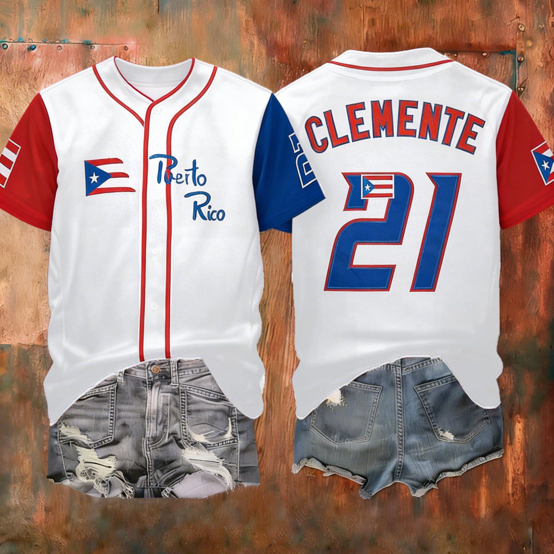 Puerto Rico Baseball 21 Jersey Roberto Clemente Clothes Present For Fans