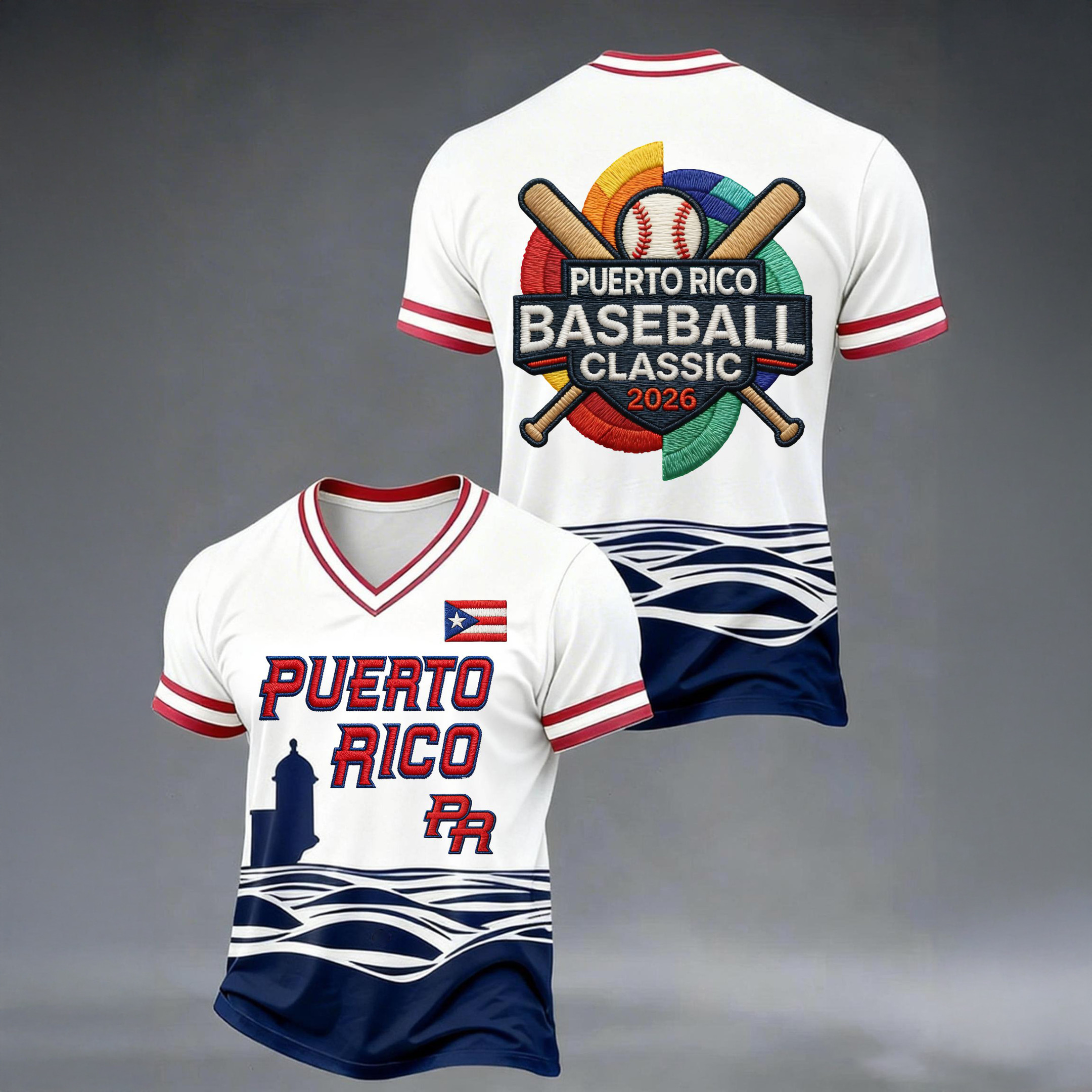 Puerto Rico Baseball Classic 2026 V-Neck Shirt Baseball Merch Cool Gift For Him