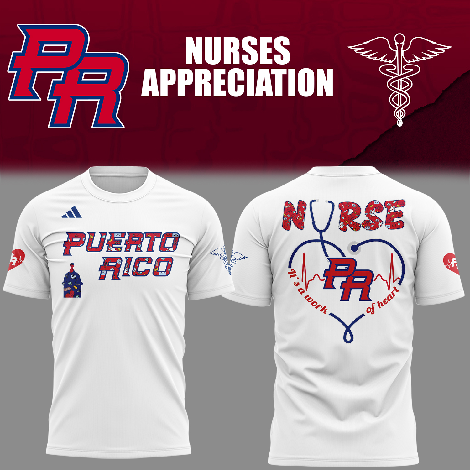 Puerto Rico Baseball Nurse Appreciation White T-Shirt Baseball Coach Gift Ideas