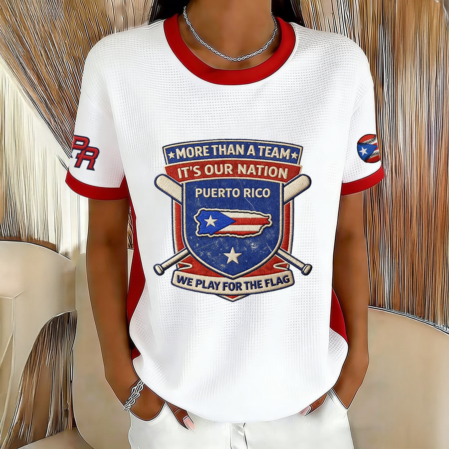 Puerto Rico Baseball Team T-Shirt We Play For The Flag Shirt Baseball Lover Gift For Her