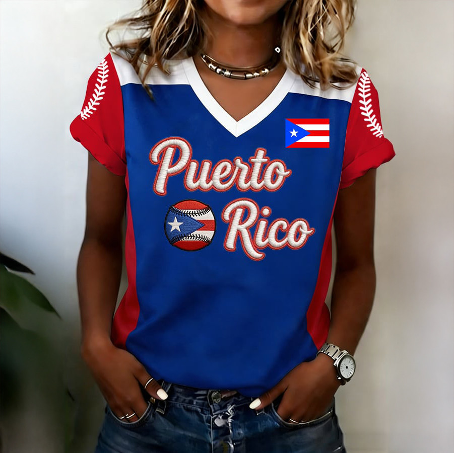 Puerto Rico Baseball V-Neck Shirt Bad Bunny Baseball Clothes Game Day Gift For Fans