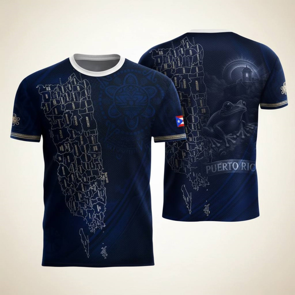 Puerto Rico Coqui Taino Symbol And Island Map Jersey Bad Bunny Merch Gift Idea For Fan