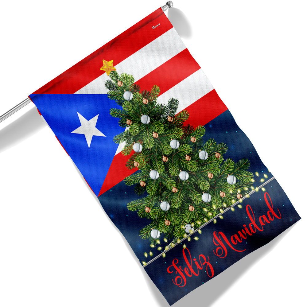 Puerto Rico Feliz Navidad Flag