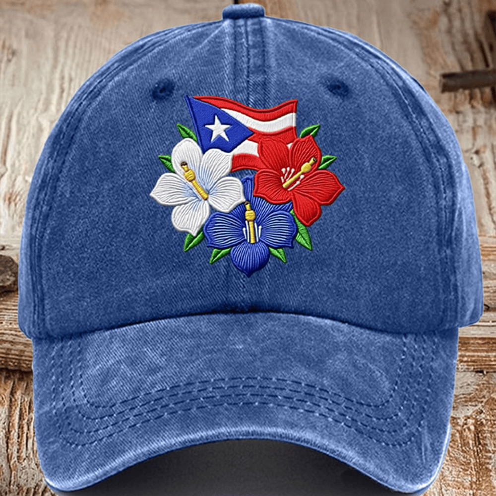 Puerto Rico Hibiscus Flower Art Hat Bad Bunny Baseball Cap Unique Gift For Fans