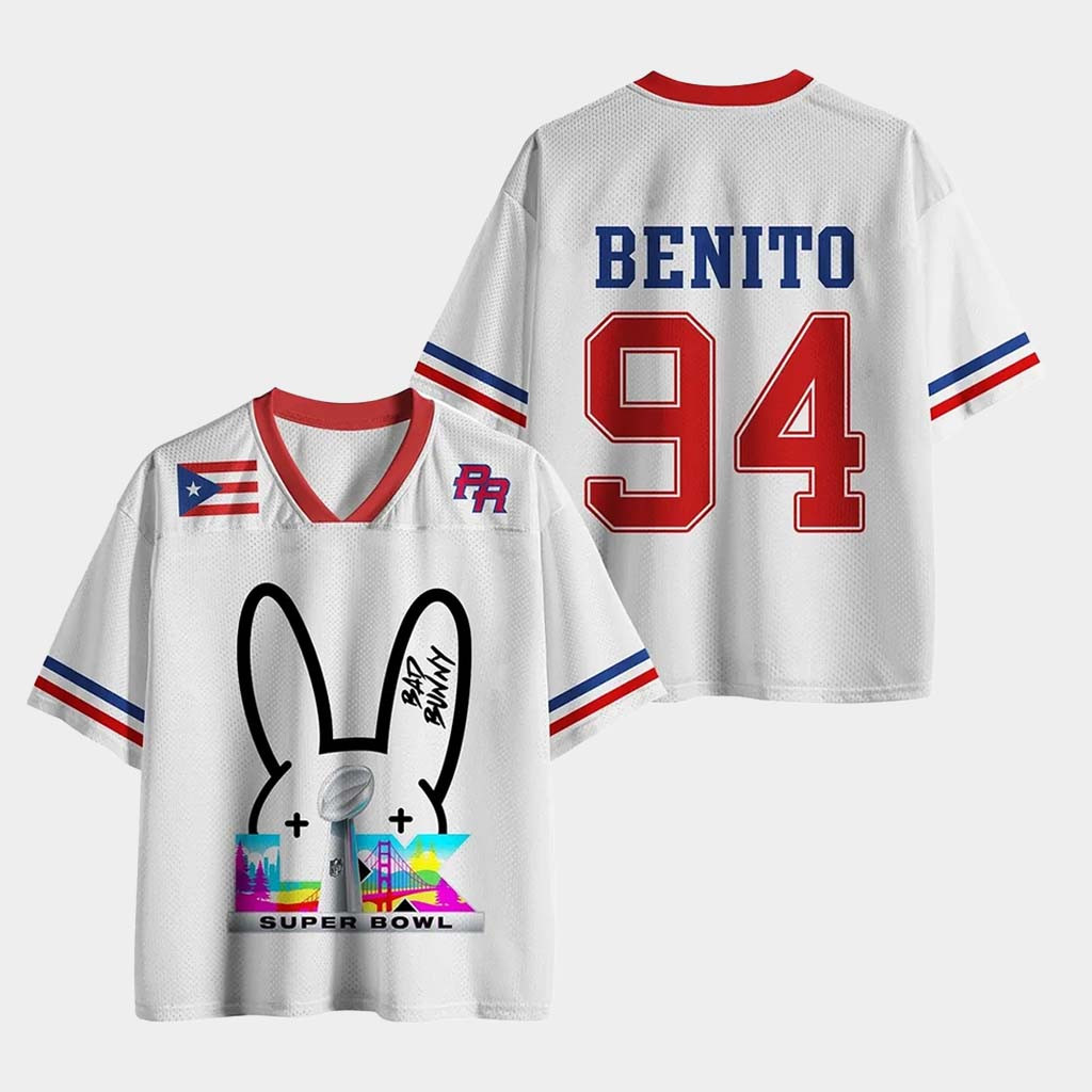 Puerto Rico Team Benito 94 Football Jersey Shirt Bad Bunny Super Bowl Merch 2026
